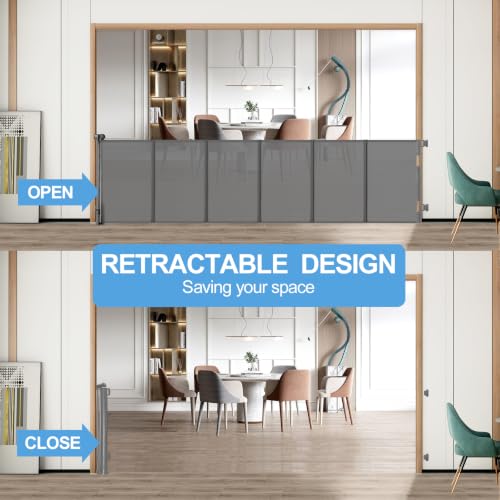 Retractable Baby Gate (Gray / 33x150 Inch)
