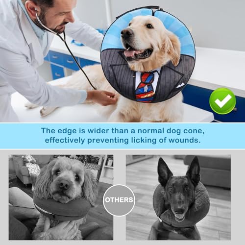 Dog Cone Alternative After Surgery for Small Medium Large Dogs (Black Suit / XL(Neck 18"-21"))