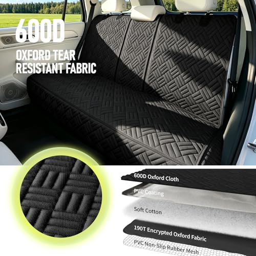 Dog Car Seat Cover for Back Seat (Black / Small-52"W)