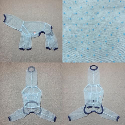 D Doggy Star Italian Greyhound Clothes Sheer Mesh Onesie Summer Jumpsuit Breathable Full Body Protection for Outdoor Walks Small Whippet Fit (S / Sheer Mesh Blue)