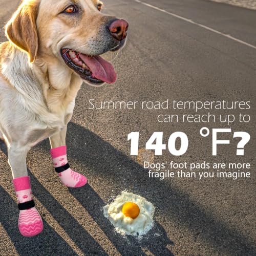 Anti Slip Dog Socks to Prevent Licking Paws for Hot Pavement (Pink / X-Small)
