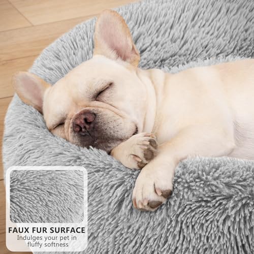 Orthopedic Dog Bed Comfortable Donut Cuddler Round Pet Beds Ultra Soft Washable Dog and Cat Cushion (S(23’’x 23’’) / Grey)