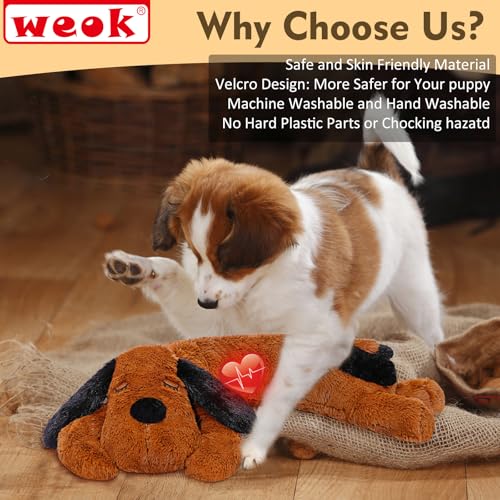 Puppy Heartbeat Toy for Separation Anxiety Relief (BROWN++++)