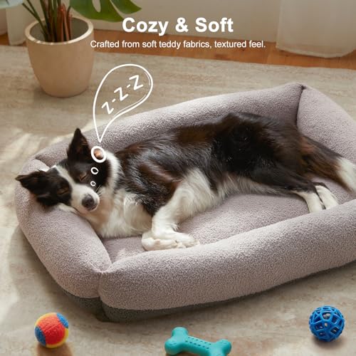 Washable Dog Bed Extra Large Sized Dogs (Grey / XL(42''x30''x8''))
