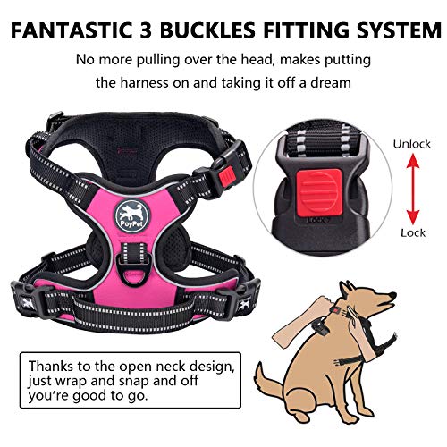 No Pull Dog Harness Small with Front Clip & Neck Release Buckle (XS / Pink)