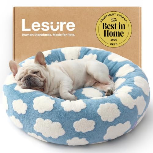 Shown on TV Jacquard Donut Dog Beds Medium Sized Dog (30.0"L x 30.0"W x 8.0"Th / Cozy Clouds Blue)
