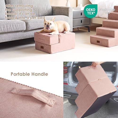 Dog Stairs 13.5" H (Pink / Extra Wide 16.5" x 21" x 13.5")