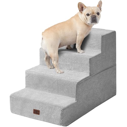 Dog Stairs for Bed 20" H (Light Grey / Extra Wide 16.5" x 28" x 20")