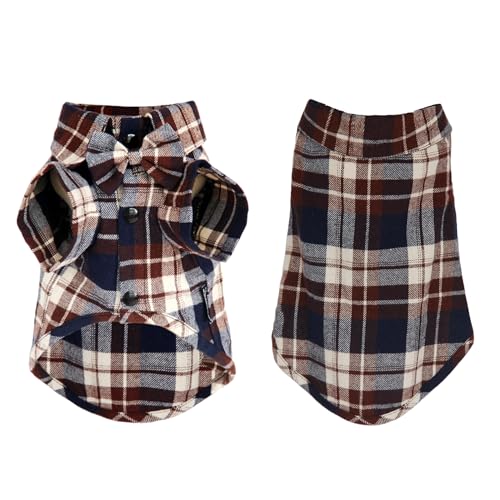 Pet Shirt Clothes for Dogs and Cats (Brown&Blue / Large)
