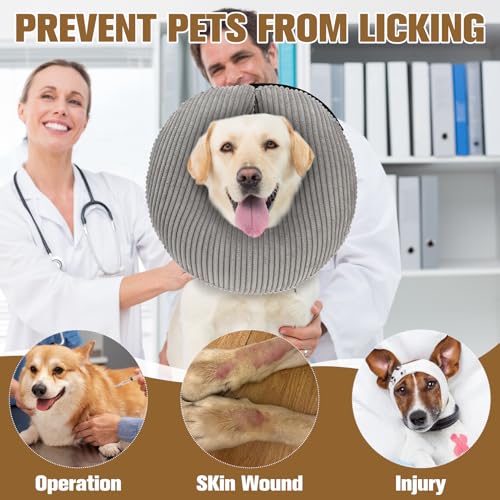 Inflatable Dog Cone Collar (Grey / New M(Neck: 13"-15" | Diameter: 12.5"))