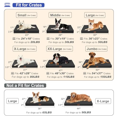 Outdoor Waterproof Orthopedic Dog Bed for Medium Size Dogs (Black / 35.0"L x 22.0"W x 3.0"Th)