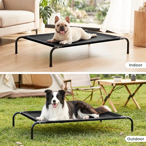 Elevated Cooling Dog Bed for Medium Dogs (Black / 43" X 31.5" X 8")