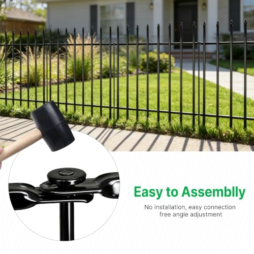 32" H x 24" W Metal Garden Fence (Black / 32″ H x 10 ft (5 Panels))