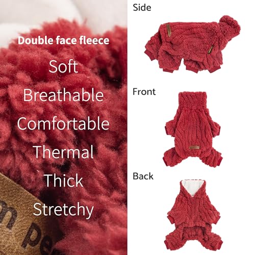 Turtleneck Fleece Dog Sweater Pajamas (Small / Red)