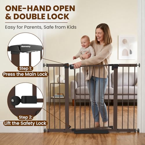 29.7 48" Baby Gate for Stairs (Brown / 29.7-48"W x 30"H)