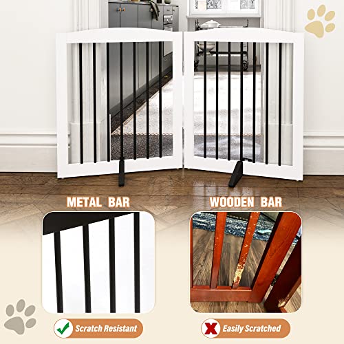 Freestanding Pet Gate for Dogs (24" Height-2 Panel / White & Black)