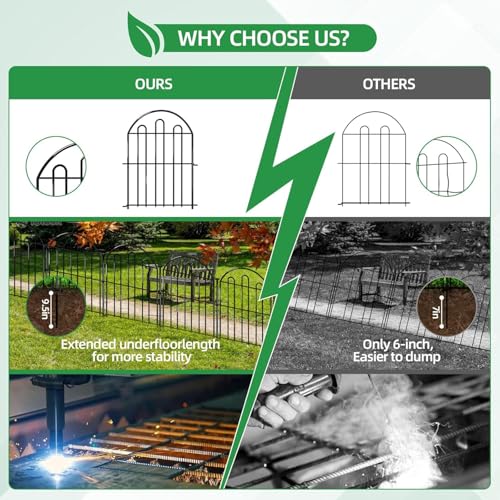 28ft in x 22in Decorative Garden Fence (Black / 26 Panels, 17 in (L) X 13 in (W))