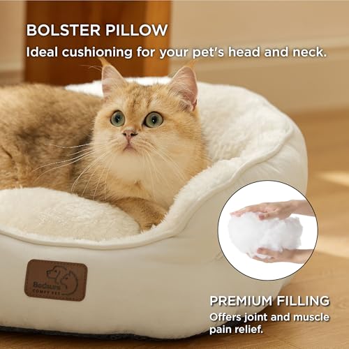 Small Dog Bed Washable (20"L x 19"W x 6"Th / Ivory)