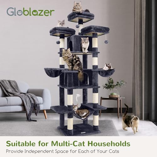 Big XXL Cat Tower for Indoor Multiple Cats (Dark Grey / 80inch)