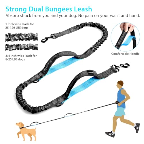 Hands Free Dog Running Leash with Zipper Pouch (Large)