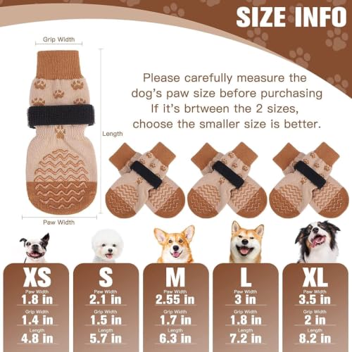 Anti Slip Dog Socks to Prevent Licking Paws for Hot Pavement (Brown / X-Small)