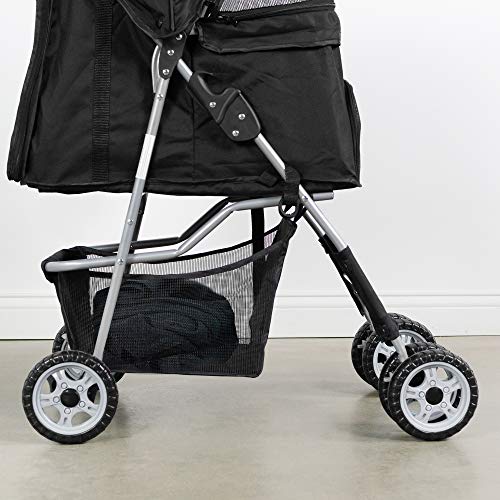 Black 4 Wheel Pet Stroller for Cat (Black)
