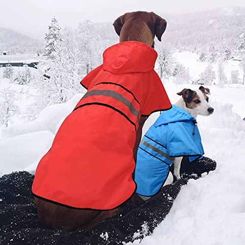 Dog Raincoat Hooded Poncho (Bright Red / Small)