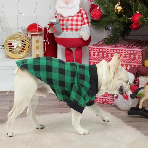 Dog Shirt Christmas Green Plaid Pet Shirts (Large / Green)