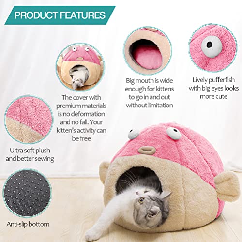Cat Beds for Indoor Cats (L 16.5'' / pink)