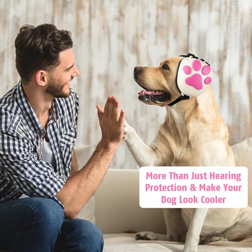 Dog Ear Muffs Noise Protection (White-pink / Medium)