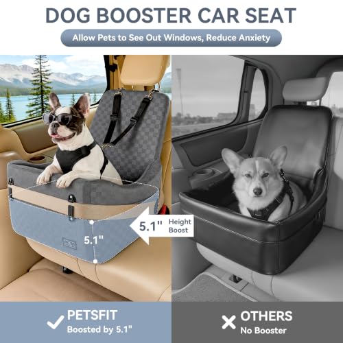 Pet Car Seat with Patented Safety System (Grey / Medium)