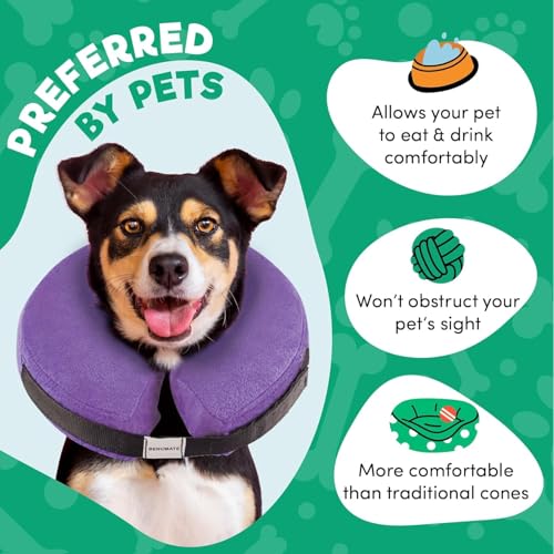 Inflatable Dog Cone Collar Alternative After Surgery Large+ (Purple / Large+[Neck:16"-18"])