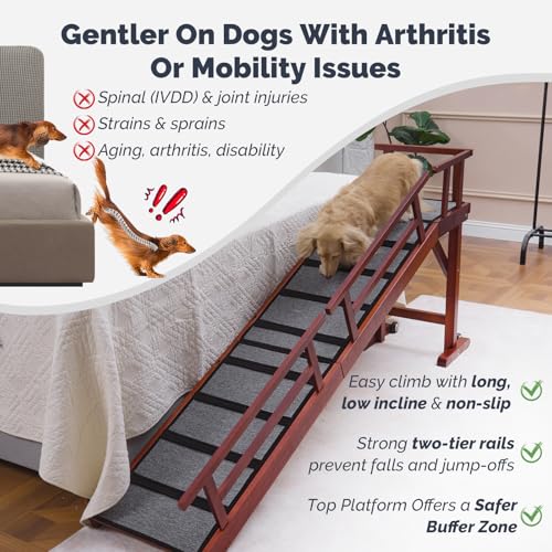 Dog Ramp for Bed or Couch (Mahogany / L-73.2"L x 16"W x 25"H)