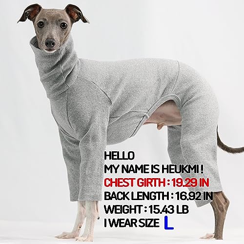 D Doggy Star Italian Greyhound Clothes Stretchable Onesie Whippet for Dog (XL / Ribbed Grey)