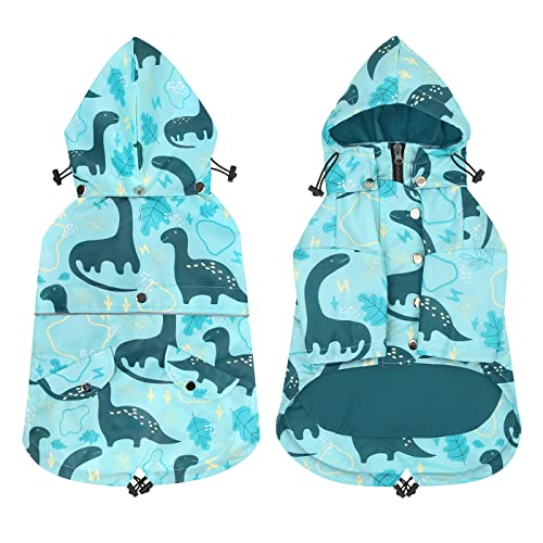 Premium 2 Layer Zip Dog Raincoat Poncho w (XX-Large / Dinosaurs)