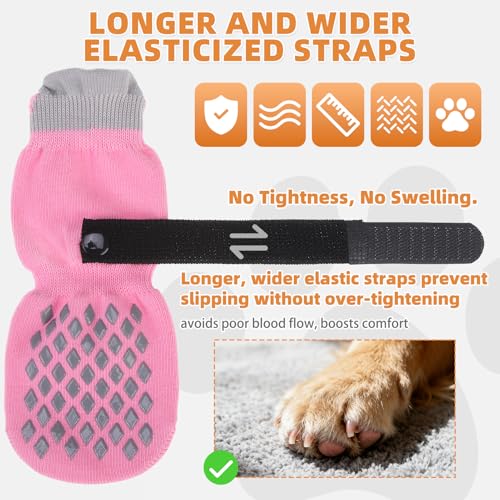 Anti Slip Dog Socks Shoes for Hot Pavement to Prevent Licking Paws Scratching (Pink / Medium (4 Pack))