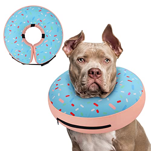 Inflatable Dog Cone Collar Alternative After Surgery (Donut Blue / XXL(Neck 18.5"-23.5"))