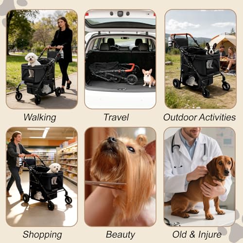 Dog Stroller for Small Pets (Black)