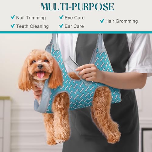 Dog Grooming Hammock for Nail Trimming (XS（ Max 16 Lb：Leg space: 4.9"-10.5"） / Coral Blue)