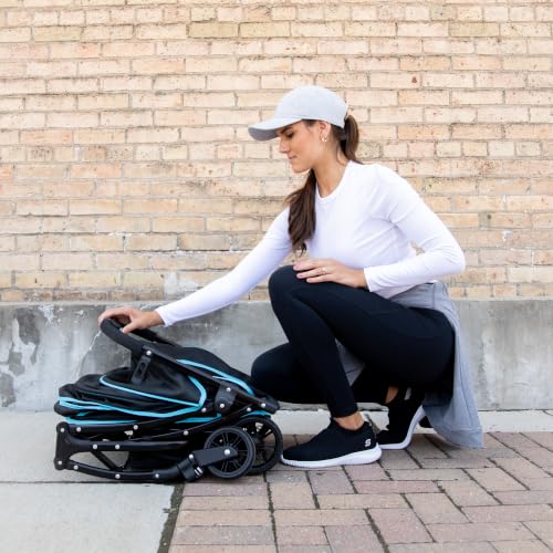 Carlson Pet Stroller for Dogs and Cats up to 30 lb (Black with Blue Details)