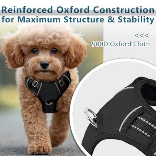 No Pull Dog Harness for Small Sized Dogs (X-Small(Chest:15.5-19.5”) / Black-Oxford)