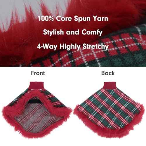 Dog Sweater Cloak (X-Large(Back Length 16") / Red Plaid)