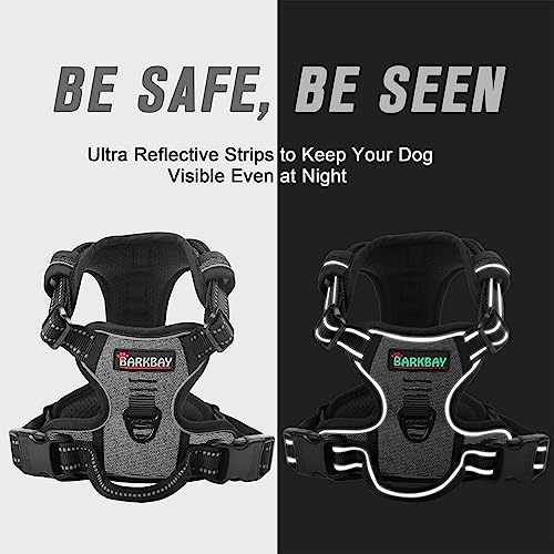 Dog Harness No Pull for Large Dogs Front Back Clips (X-Large(Chest:30-38”) / Dark Grey)