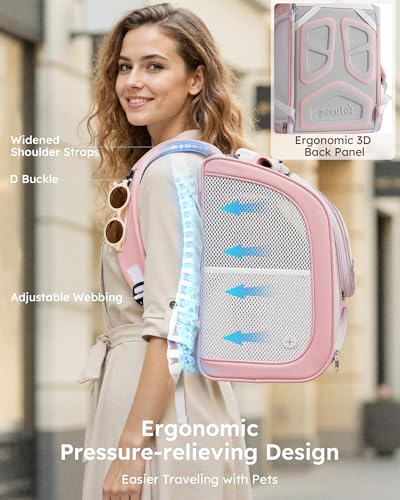 Cat Backpack Carrier (Pink / 12.6"L x 10.2"W x 16.5"H)