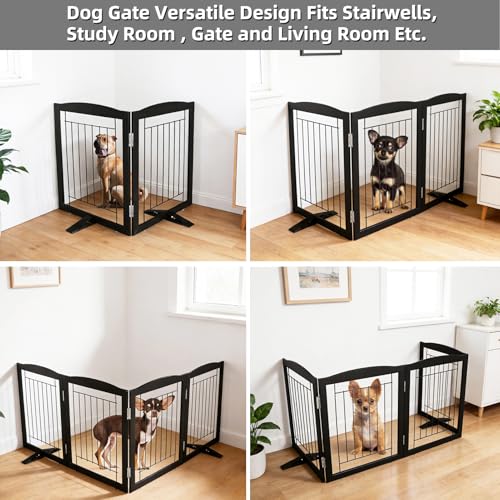 Freestanding Dog Fence Indoor (Black / 【2 Panels】40''w x 32''h)