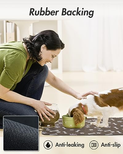Absorbent Pet Feeding Mat (MP-BROWN / 17"x34")