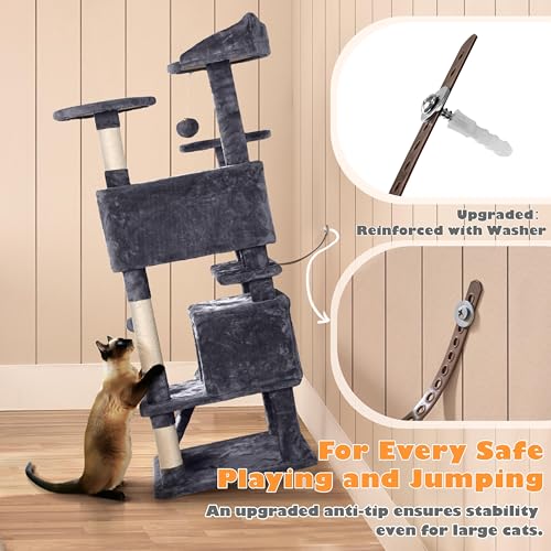 54in Cat Tree Tower (Dark Gray / 54in)