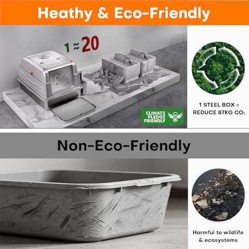 Upgrade XXXL Stainless Steel Cat Litter Box 3 (Silver Light Grey / Real XXXL Size: Up to 152L)