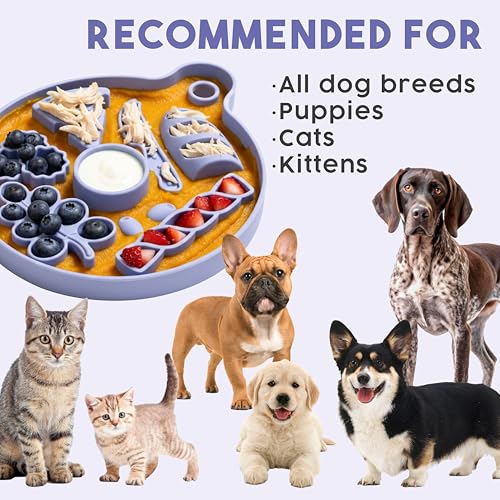 Charcuterie Dog Lick Mat for Slow Feeding & Anxiety (Misty Blue)