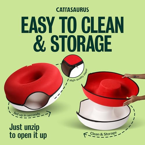 Peekaboo Cat Cave Donut for Multiple & Large Cats up to 30 (Ruby Snowball / Large)
